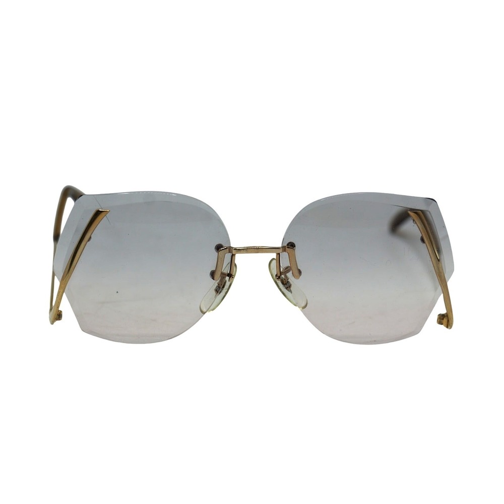 Versailles‎ Gold Rimless Rose Tint Sunglasses Retro Look
